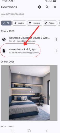 download movieblast apk file in chrome screenshot